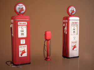 old gas and air pumps - low poly 3D 模型