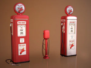 old gas and air pumps - low poly 3D Model