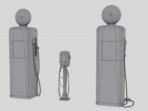 old gas and air pumps - low poly 3D 模型