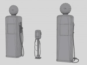 old gas and air pumps - low poly 3D Model