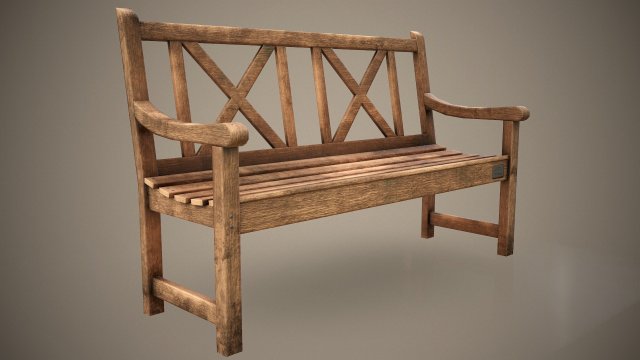 wooden bench - low poly 3D मॉडल .c4d .max .obj .3ds .fbx .stl .blend 
