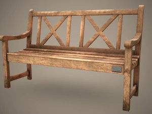 wooden bench - low poly 3D Model