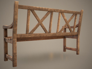 wooden bench - low poly 3D मॉडल