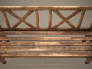 wooden bench - low poly 3D Model