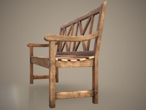 wooden bench - low poly 3D मॉडल