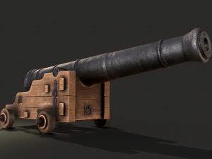 морська гармата - низький полі 3D Модель
