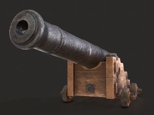 naval cannon - low poly Modelo 3D