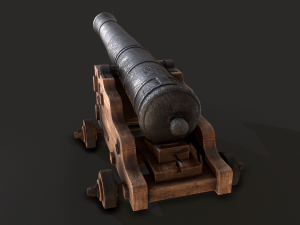 naval cannon - low poly Modelo 3D