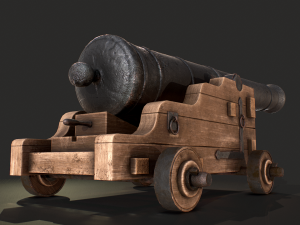 naval cannon - low poly Modelo 3D