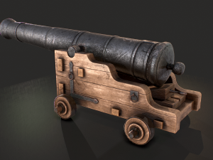 naval cannon - low poly Modelo 3D