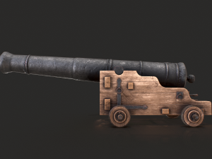 naval cannon - low poly Modelo 3D