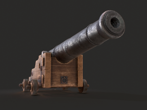 naval cannon - low poly Modelo 3D