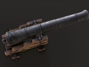 naval cannon - low poly Modelo 3D