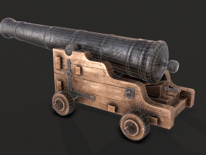naval cannon - low poly Modelo 3D