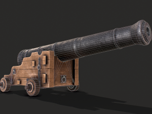 naval cannon - low poly Modelo 3D