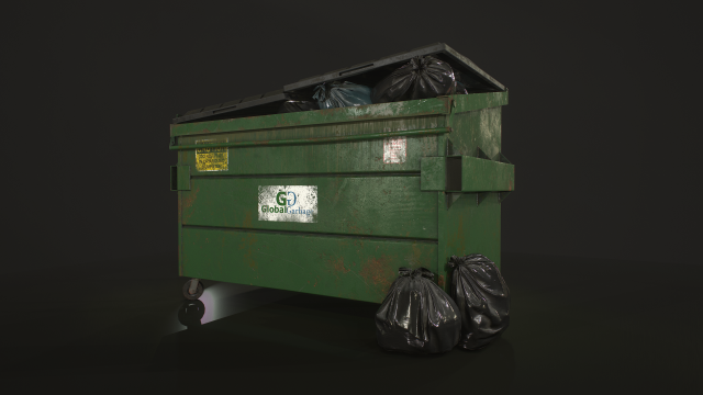 dumpster with garbage bags - lowpoly 3D Model .c4d .max .obj .3ds .fbx .stl .blend 
