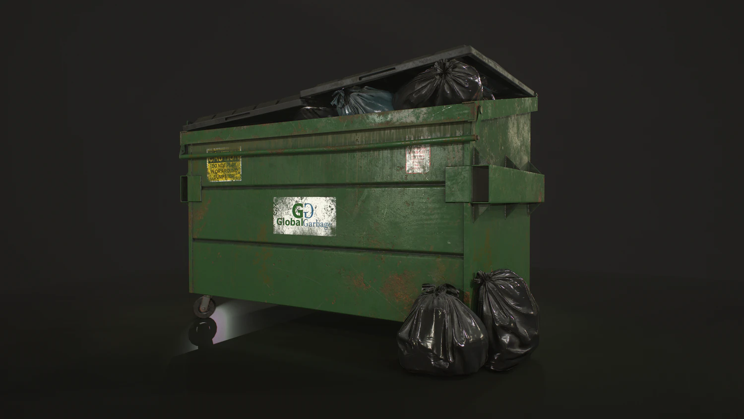 dumpster with garbage bags - lowpoly 3D Model .c4d .max .obj .3ds .fbx .stl .blend