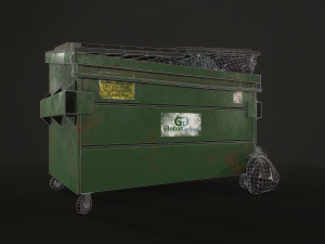 dumpster with garbage bags - lowpoly 3D Model