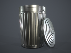 metal trash can with garbage bags - low poly 3D Модель