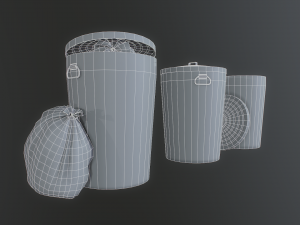 metal trash can with garbage bags - low poly 3D Модель