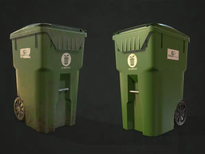 poubelle en plastique avec sacs poubelles - low poly Modèle 3D