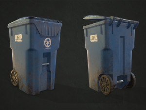 plastic trash bin with garbage bags - low poly 3D Model