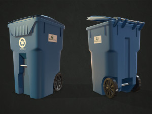 plastic trash bin with garbage bags - low poly 3D Model