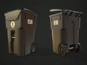 plastic trash bin with garbage bags - low poly 3D Model