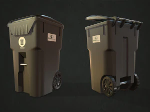 plastic trash bin with garbage bags - low poly 3D Model