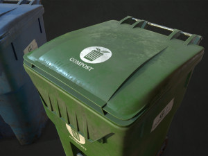 plastic trash bin with garbage bags - low poly 3D Model