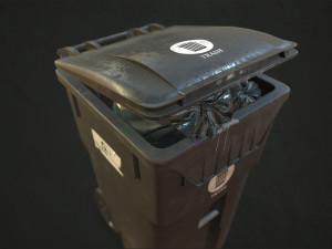 plastic trash bin with garbage bags - low poly 3D Model