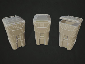 plastic trash bin with garbage bags - low poly 3D Model