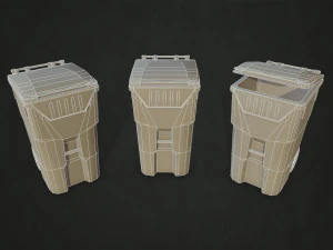 plastic trash bin with garbage bags - low poly 3D Model