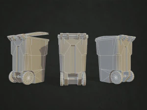 plastic trash bin with garbage bags - low poly 3D Model