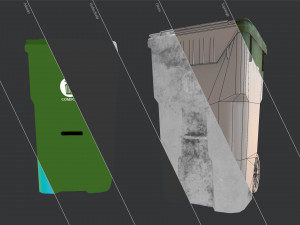 plastic trash bin with garbage bags - low poly 3D Model