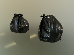 plastic trash bin with garbage bags - low poly 3D Model