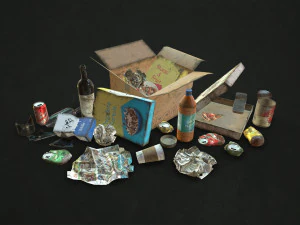 poubelle urbaine - low poly Modèle 3D