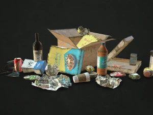 urban trash - low poly 3D Model