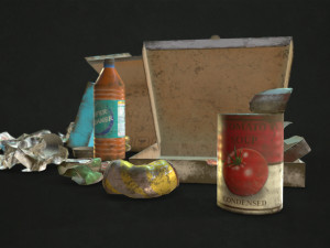 urban trash - low poly Model 3D