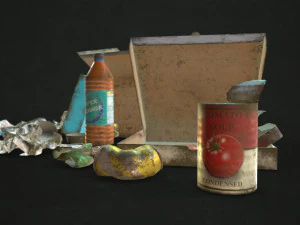 urban trash - low poly 3D Model