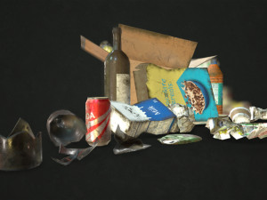 urban trash - low poly Model 3D