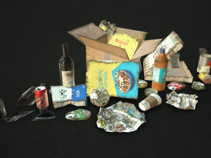 urban trash - low poly Model 3D