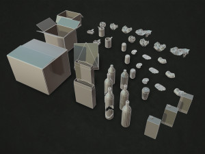 urban trash - low poly Model 3D