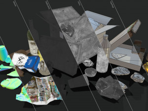 urban trash - low poly Model 3D