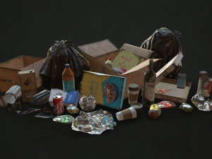 urban trash with garbage bags - low poly 3D Model