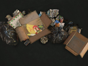 urban trash with garbage bags - low poly 3D Model