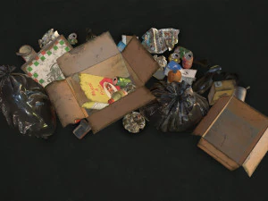 urban trash with garbage bags - low poly 3D Model