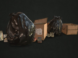 urban trash with garbage bags - low poly 3D Model