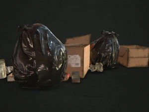 urban trash with garbage bags - low poly 3D Model