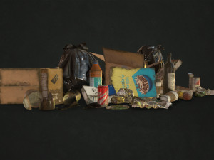 urban trash with garbage bags - low poly 3D Model
